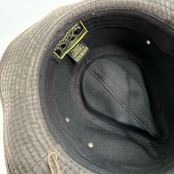 Dorfman Pacific Brown Weathered Outback Hat with Chin Cord Men's medium - Picture 5 of 6